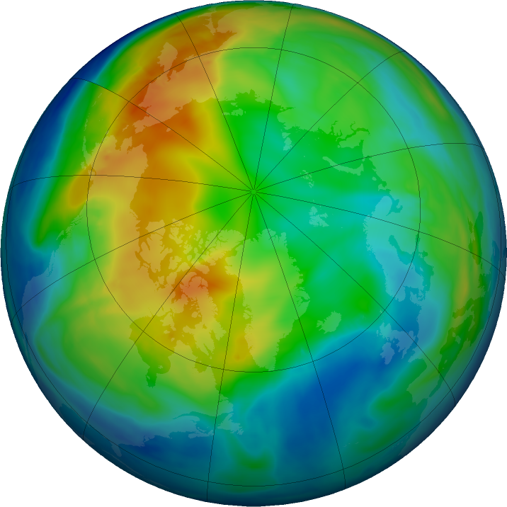 Arctic ozone map for 29 November 2016